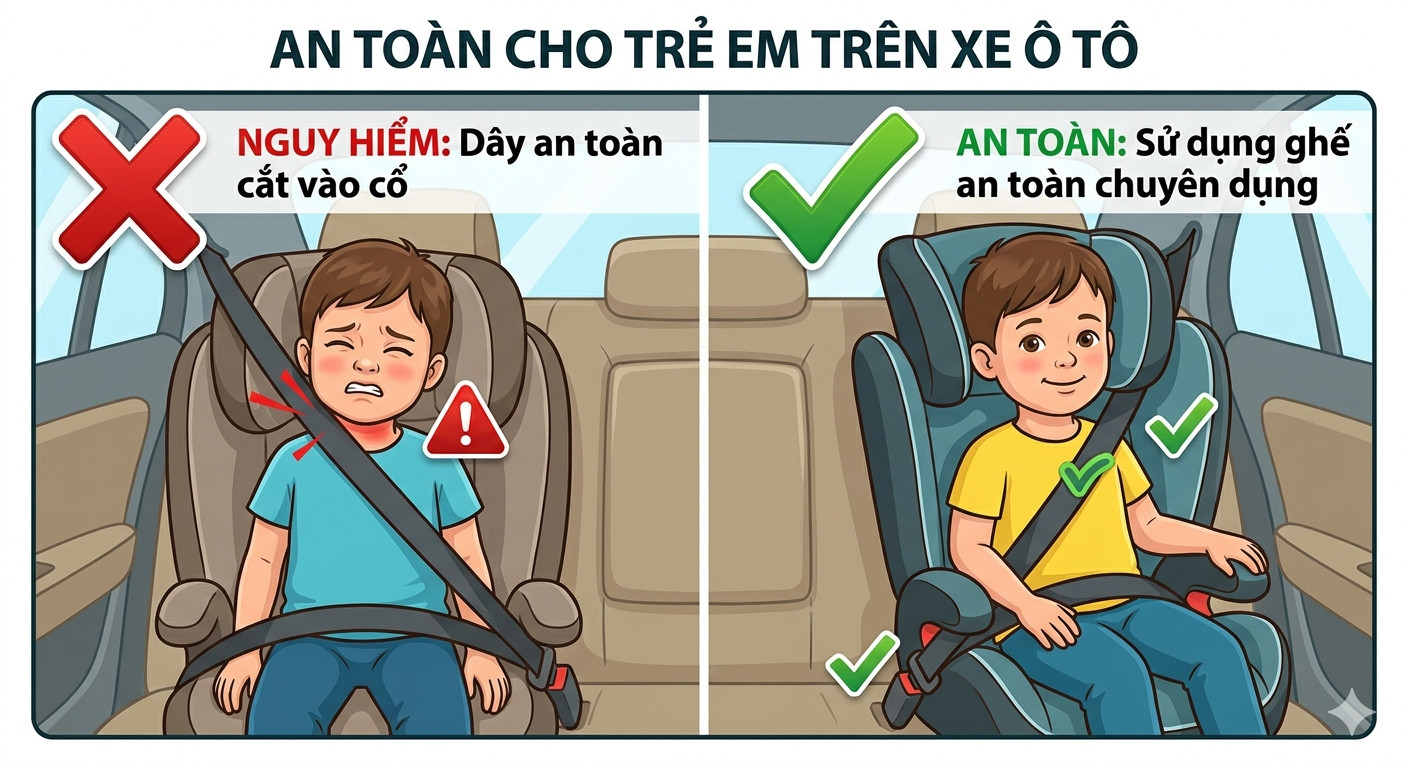 Sử dụng ghế an toàn trẻ em giúp bảo vệ bé tốt hơn dây đai an toàn thông thường
