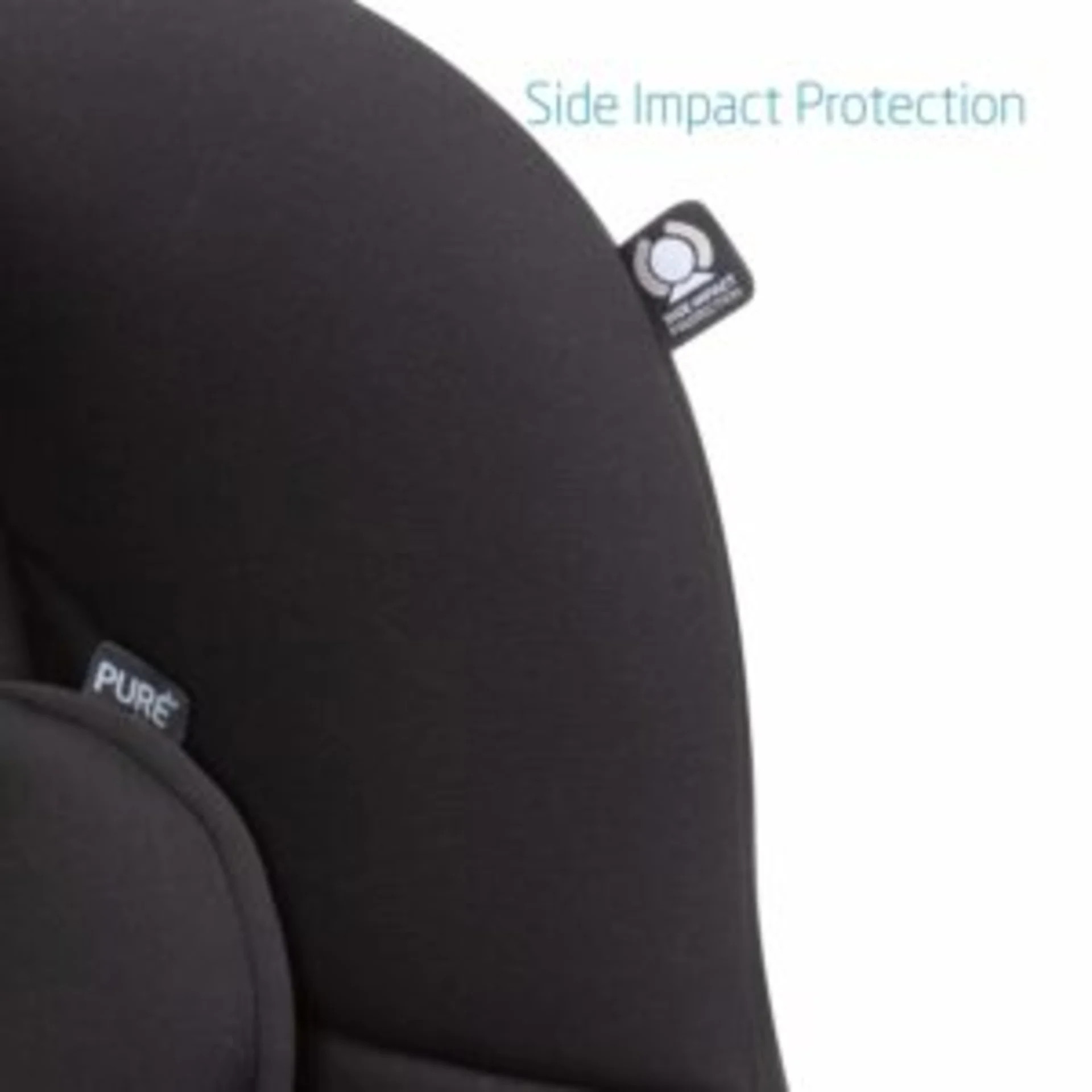 Cận cảnh tựa đầu ghế Maxi-Cosi Romi với nhãn bảo vệ va chạm từ bên hông