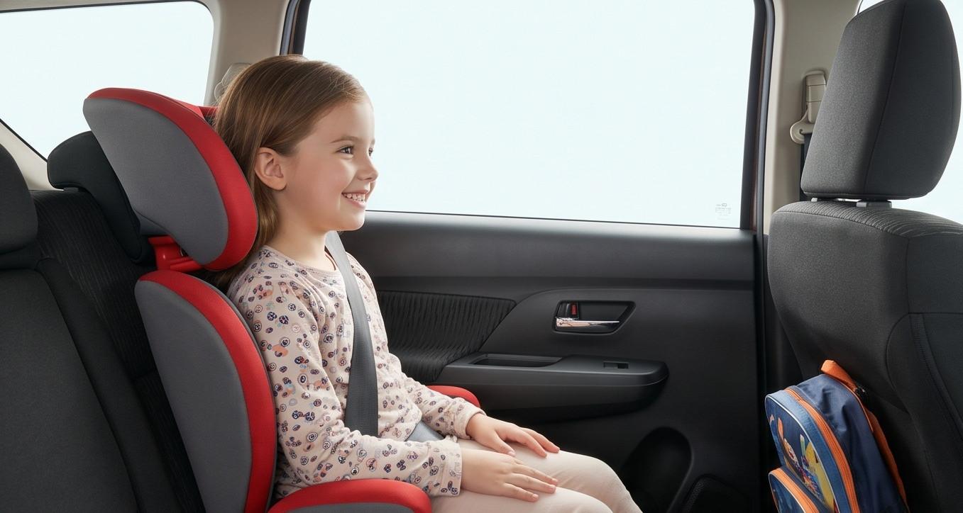 Sử dụng đệm an toàn trẻ em trên ô tô cho trẻ lớn giúp tối ưu không gian nội thất Suzuki Ertiga