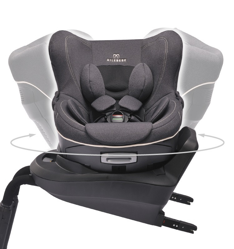 Mẹ thao tác xoay ghế an toàn trẻ em Ailebebe Kurutto 4i 360 độ bằng một tay