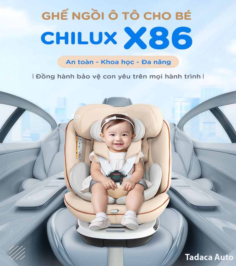 Toàn cảnh ghế an toàn trẻ em Chilux X86 với thiết kế hiện đại trên ô tô