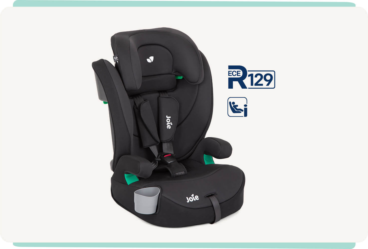 Ghế an toàn trẻ em Joie Elevate với bề mặt lưới thoáng khí và khay đựng cốc tiện lợi