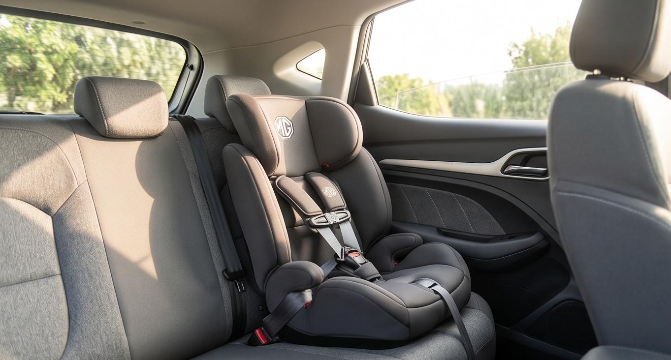 Lắp đặt ghế an toàn trẻ em tiết kiệm diện tích trên xe MG ZS giúp tối ưu không gian hàng ghế sau
