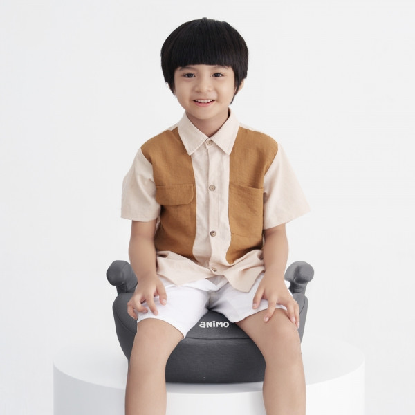 Ghế nâng Animo Comfy ISOfix màu xám hiện đại cho trẻ từ 6 đến 12 tuổi