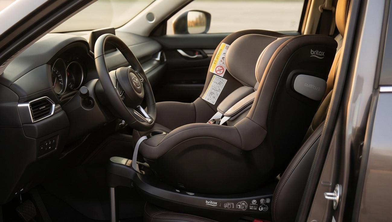 Thao tác xoay ghế an toàn trẻ em trên xe ô tô Mazda CX-5 thuận tiện cho bố mẹ