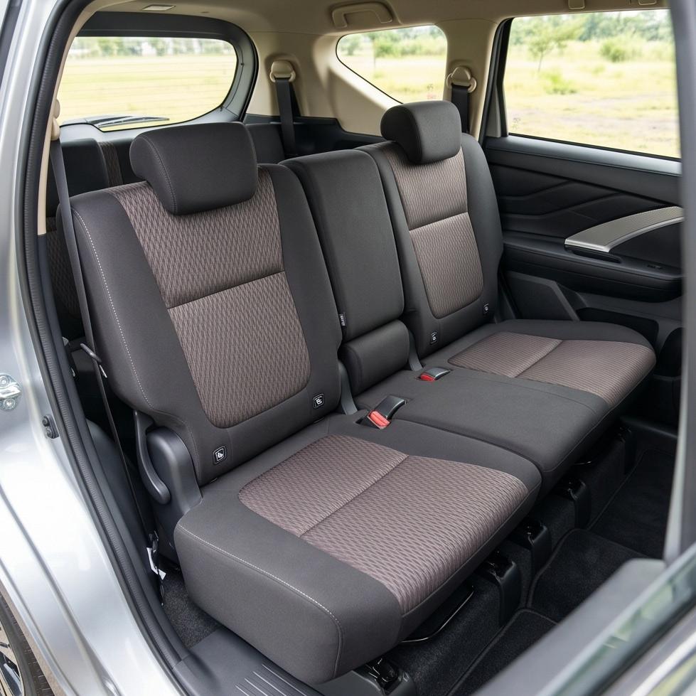 Kích thước hàng ghế thứ hai của Mitsubishi Xpander khi lắp đặt ghế an toàn cho trẻ em