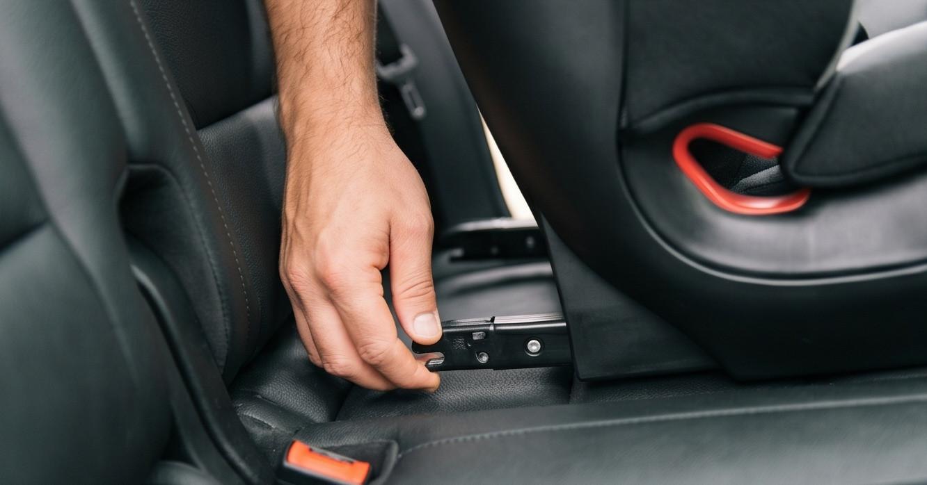 Phụ huynh kiểm tra độ chắc chắn của ghế an toàn trẻ em khi lắp đặt bằng hệ thống ISOFIX