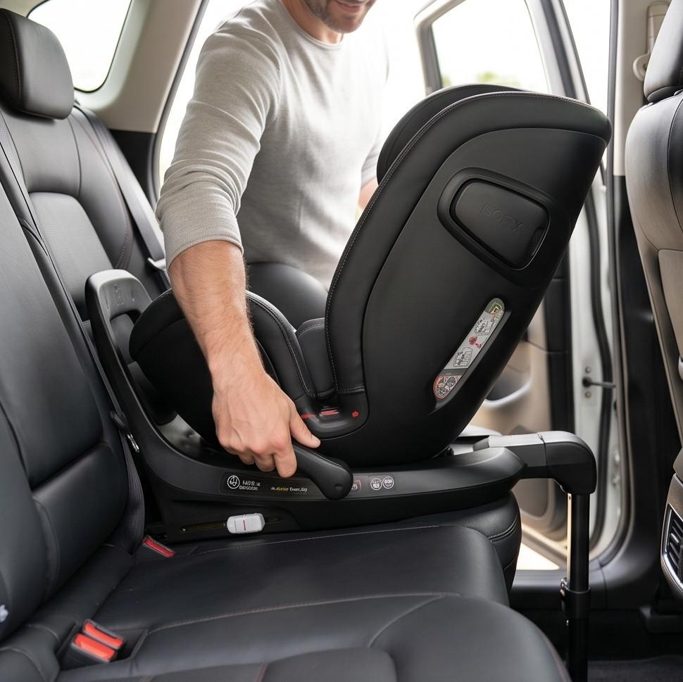 Lắp đặt ghế an toàn trẻ em xoay 360 độ trên xe Mazda CX-5 tối ưu không gian hàng ghế sau